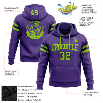 Custom Stitched Purple Neon Green-Black Football Pullover Sweatshirt Hoodie