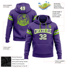 Load image into Gallery viewer, Custom Stitched Purple White-Neon Green Football Pullover Sweatshirt Hoodie
