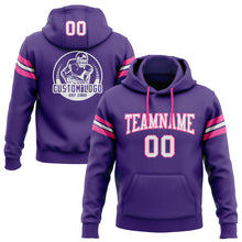 Load image into Gallery viewer, Custom Stitched Purple White-Pink Football Pullover Sweatshirt Hoodie
