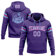 Load image into Gallery viewer, Custom Stitched Purple Light Blue-Pink Football Pullover Sweatshirt Hoodie
