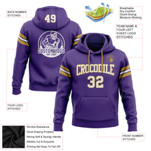 Load image into Gallery viewer, Custom Stitched Purple White-Old Gold Football Pullover Sweatshirt Hoodie
