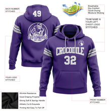 Load image into Gallery viewer, Custom Stitched Purple White-Gray Football Pullover Sweatshirt Hoodie
