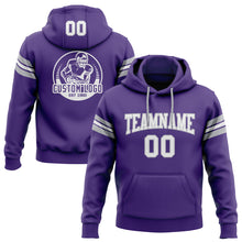 Load image into Gallery viewer, Custom Stitched Purple White-Gray Football Pullover Sweatshirt Hoodie
