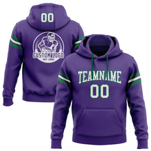 Load image into Gallery viewer, Custom Stitched Purple White-Kelly Green Football Pullover Sweatshirt Hoodie
