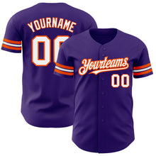 Laden Sie das Bild in den Galerie-Viewer, Custom Purple White-Orange Authentic Baseball Jersey
