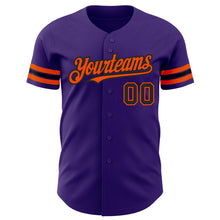 Load image into Gallery viewer, Custom Purple Black-Orange Authentic Baseball Jersey
