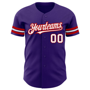 Custom Purple White-Red Authentic Baseball Jersey