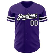 Laden Sie das Bild in den Galerie-Viewer, Custom Purple White-Black Authentic Baseball Jersey

