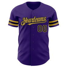 Load image into Gallery viewer, Custom Purple Black-Old Gold Authentic Baseball Jersey
