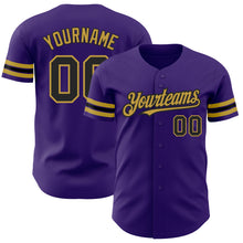 Laden Sie das Bild in den Galerie-Viewer, Custom Purple Black-Old Gold Authentic Baseball Jersey
