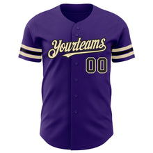 Load image into Gallery viewer, Custom Purple Black-City Cream Authentic Baseball Jersey
