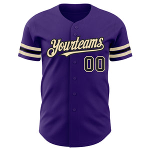 Custom Purple Black-City Cream Authentic Baseball Jersey