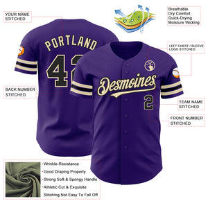Custom Purple Black-City Cream Authentic Baseball Jersey