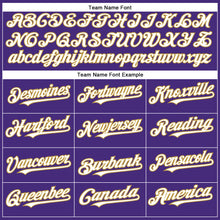 Load image into Gallery viewer, Custom Purple White-Old Gold Authentic Baseball Jersey

