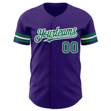 Laden Sie das Bild in den Galerie-Viewer, Custom Purple Kelly Green-White Authentic Baseball Jersey
