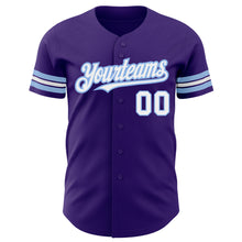 Load image into Gallery viewer, Custom Purple White-Light Blue Authentic Baseball Jersey
