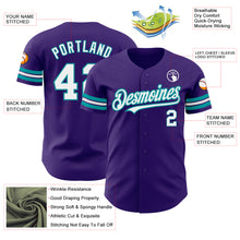 Laden Sie das Bild in den Galerie-Viewer, Custom Purple White-Teal Authentic Baseball Jersey
