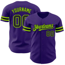 Load image into Gallery viewer, Custom Purple Black-Neon Green Authentic Baseball Jersey
