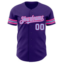Laden Sie das Bild in den Galerie-Viewer, Custom Purple Light Blue-Pink Authentic Baseball Jersey
