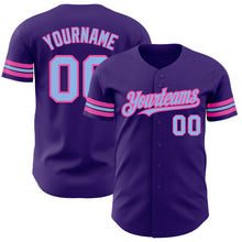 Load image into Gallery viewer, Custom Purple Light Blue-Pink Authentic Baseball Jersey
