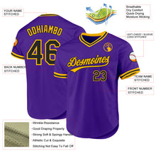 Laden Sie das Bild in den Galerie-Viewer, Custom Purple Black-Gold Authentic Throwback Baseball Jersey
