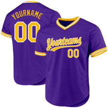 Laden Sie das Bild in den Galerie-Viewer, Custom Purple Gold-White Authentic Throwback Baseball Jersey
