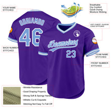 Laden Sie das Bild in den Galerie-Viewer, Custom Purple Light Blue-White Authentic Throwback Baseball Jersey
