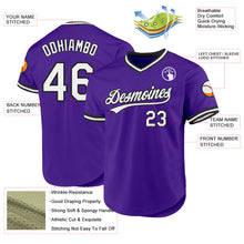 Load image into Gallery viewer, Custom Purple White-Black Authentic Throwback Baseball Jersey
