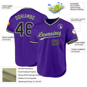 Custom Purple Black-Gray Authentic Throwback Baseball Jersey