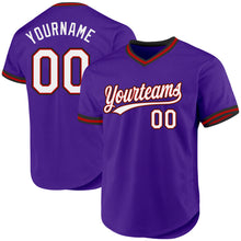 Laden Sie das Bild in den Galerie-Viewer, Custom Purple Red-Black Authentic Throwback Baseball Jersey
