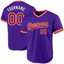 Laden Sie das Bild in den Galerie-Viewer, Custom Purple Red-White Authentic Throwback Baseball Jersey
