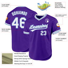 Laden Sie das Bild in den Galerie-Viewer, Custom Purple White-Light Blue Authentic Throwback Baseball Jersey
