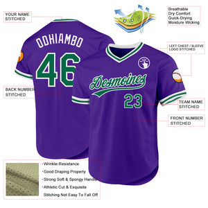 Custom Purple Kelly Green-White Authentic Throwback Baseball Jersey