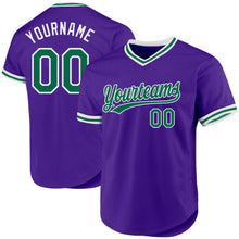 Laden Sie das Bild in den Galerie-Viewer, Custom Purple Kelly Green-White Authentic Throwback Baseball Jersey
