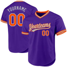 Load image into Gallery viewer, Custom Purple Orange-Gray Authentic Throwback Baseball Jersey
