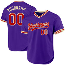 Load image into Gallery viewer, Custom Purple Red-Cream Authentic Throwback Baseball Jersey
