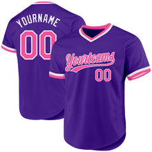 Laden Sie das Bild in den Galerie-Viewer, Custom Purple Pink-White Authentic Throwback Baseball Jersey

