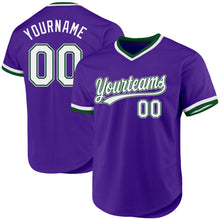 Laden Sie das Bild in den Galerie-Viewer, Custom Purple Green-Gray Authentic Throwback Baseball Jersey

