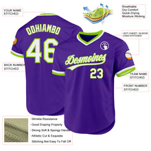Laden Sie das Bild in den Galerie-Viewer, Custom Purple White-Neon Green Authentic Throwback Baseball Jersey
