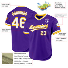 Laden Sie das Bild in den Galerie-Viewer, Custom Purple White-Gold Authentic Throwback Baseball Jersey
