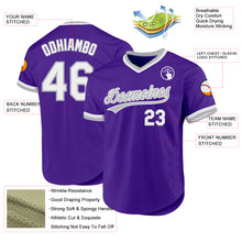 Laden Sie das Bild in den Galerie-Viewer, Custom Purple White-Gray Authentic Throwback Baseball Jersey
