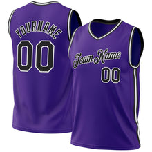 Laden Sie das Bild in den Galerie-Viewer, Custom Purple Black-White Authentic Throwback Basketball Jersey
