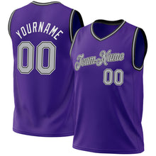 Laden Sie das Bild in den Galerie-Viewer, Custom Purple Gray-Black Authentic Throwback Basketball Jersey
