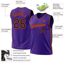 Laden Sie das Bild in den Galerie-Viewer, Custom Purple Black-Orange Authentic Throwback Basketball Jersey
