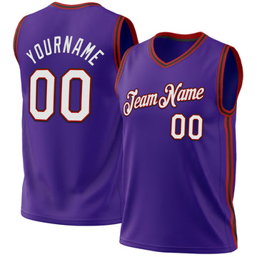 Custom Purple Red-Black Authentic Throwback Basketball Jersey