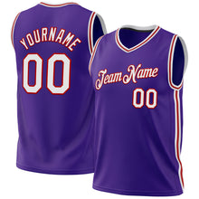 Laden Sie das Bild in den Galerie-Viewer, Custom Purple White-Red Authentic Throwback Basketball Jersey
