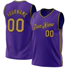 Laden Sie das Bild in den Galerie-Viewer, Custom Purple Old Gold-Black Authentic Throwback Basketball Jersey
