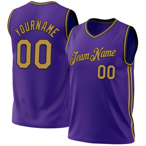 Custom Purple Old Gold-Black Authentic Throwback Basketball Jersey