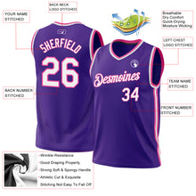 Load image into Gallery viewer, Custom Purple White-Pink Authentic Throwback Basketball Jersey

