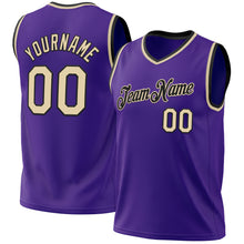 Load image into Gallery viewer, Custom Purple Cream-Black Authentic Throwback Basketball Jersey
